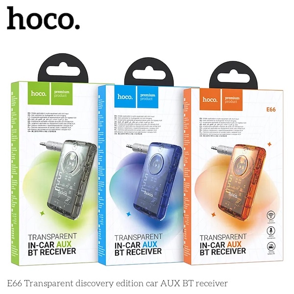Hoco E66 Transparent Discovery Edition In-Car AUX Bluetooth Receiver